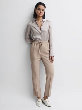 Reiss‎ Tapered Wool Blend Pull On Pant Tan/Kahki Size 2